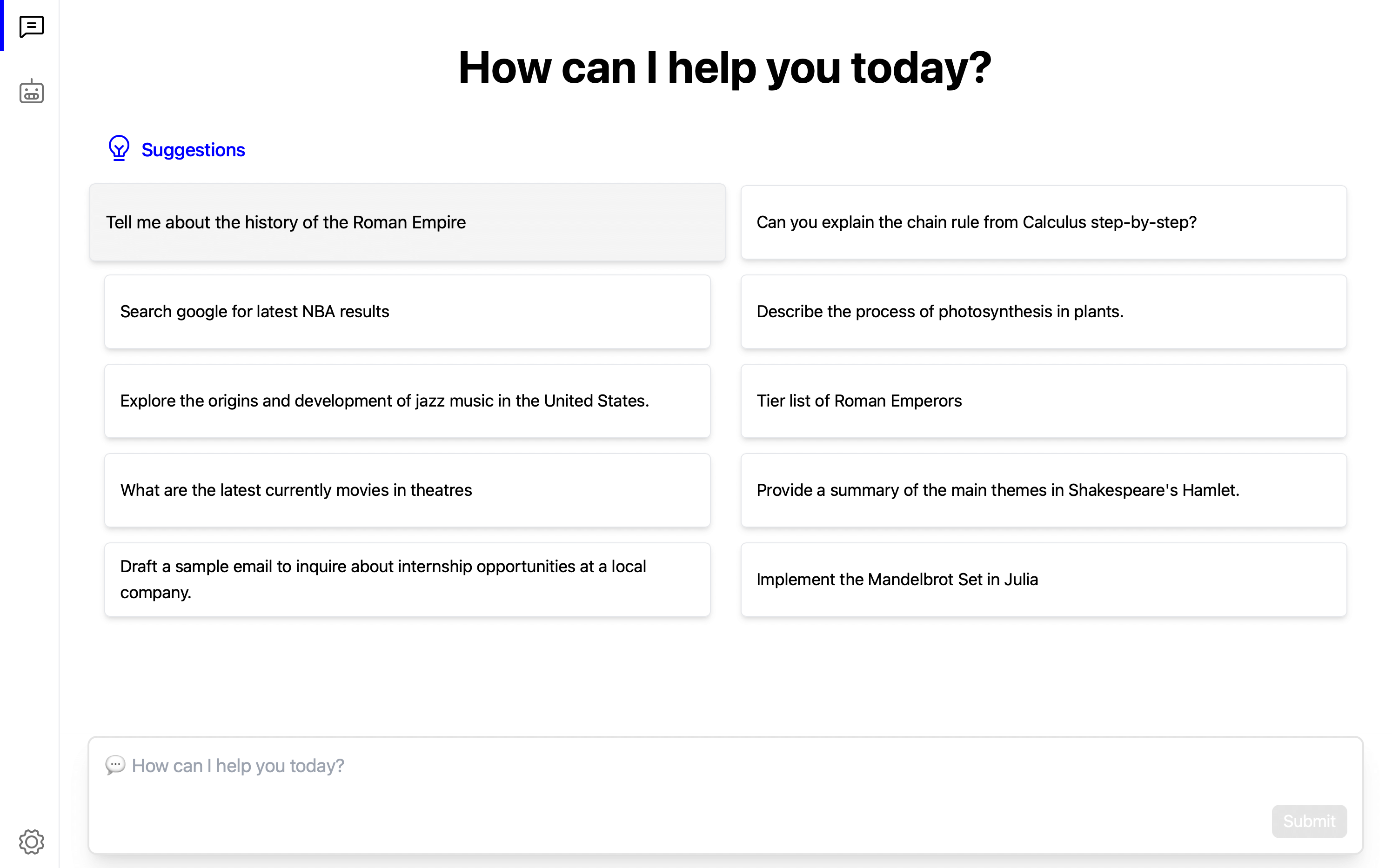 Preview of General Cognition Chatbot interface